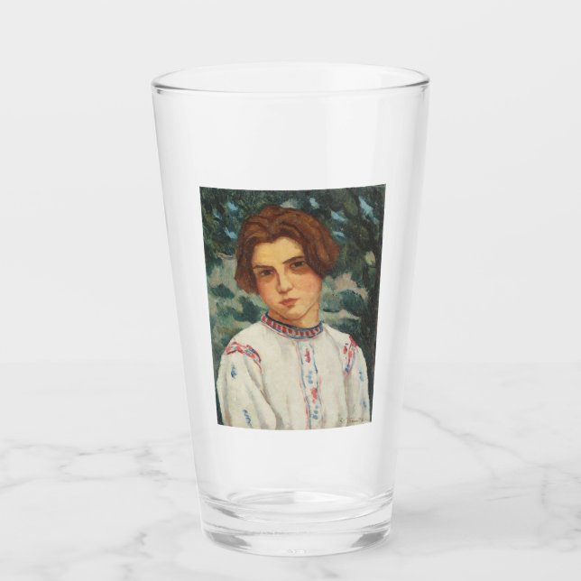 Rumänische Bauernfrau (von Stefan Dimitrescu) Glas (Vorderseite)