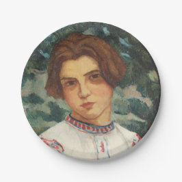 Rumänische Bauernfrau (von Stefan Dimitrescu) Pappteller