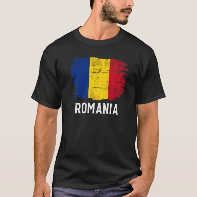 Rumänische Flagge für Vintages Rumänien T-Shirt (Vorderseite)