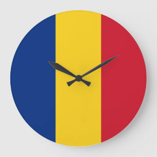 Rumänische Flagge Große Wanduhr