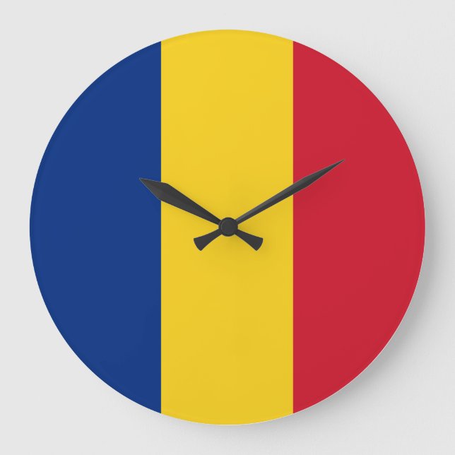 Rumänische Flagge Große Wanduhr (Vorderseite)