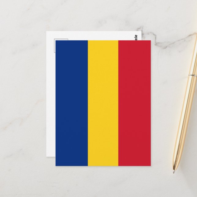 Rumänische Flagge Postkarte (Vorderseite/Rückseite Beispiel)