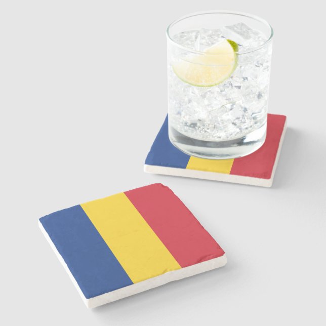 Rumänische Flagge (Rumänien) Steinuntersetzer (Seitenansicht)