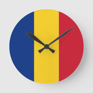 Rumänische Flagge Runde Wanduhr