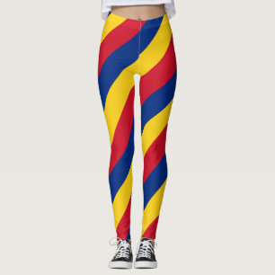 Rumänische Flaggenfarben diagonal gestreift Leggings