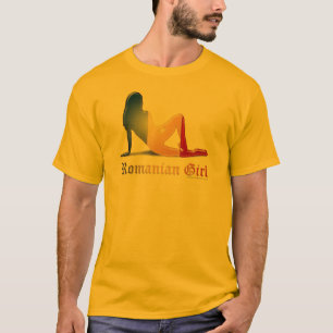 Rumänische Mädchen-Silhouette-Flagge T-Shirt