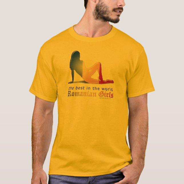 Rumänische Mädchen-Silhouette-Flagge T-Shirt (Vorderseite)