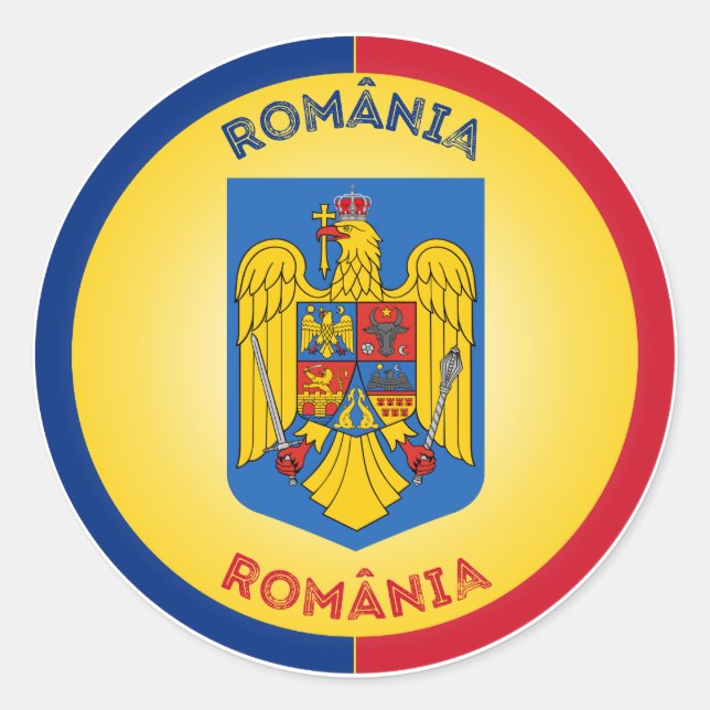 RUMÄNISCHE Wappen-Circle-Form Runder Aufkleber (Vorderseite)