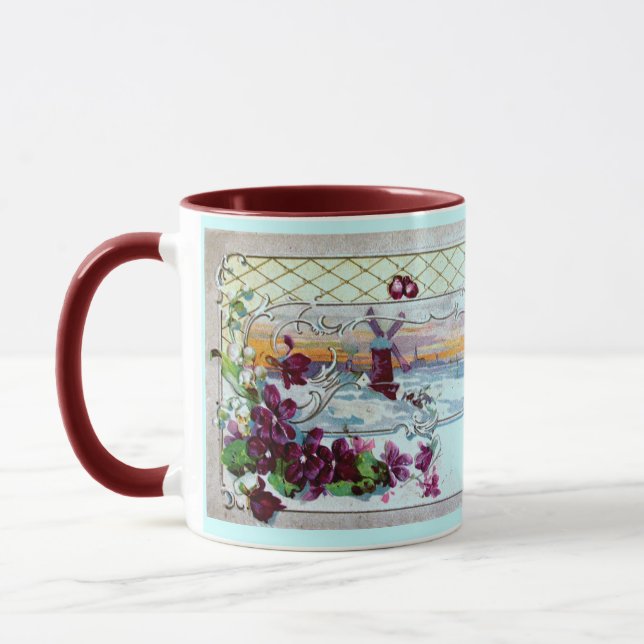 RUMÄNISCHE Winterlandschaft, Stiefmütterchen, Blum Tasse (Links)