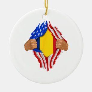 Rumänisches Blut in mir T-Shirt  Rumänien Flagge Keramik Ornament