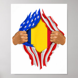 Rumänisches Blut in mir T-Shirt Rumänien Flagge Poster