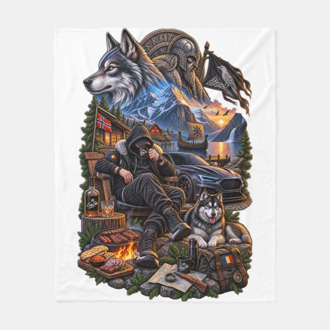 rumänisches Design Fleecedecke (Vorderseite)