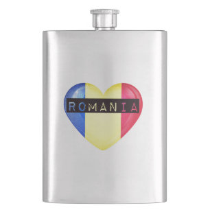 Rumänisches Flaggenherz Flachmann