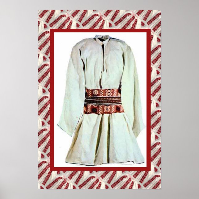 Rumänisches Handwerk, bestickte männliche Ausrüstu Poster (Vorne)