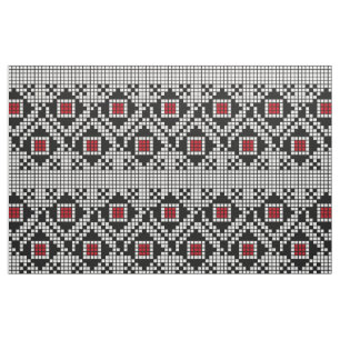 Rumänisches Motiv geometrisch rot und schwarz Stoff