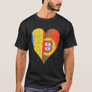 Rumänisches portugiesisches Flaggenherz T-Shirt
