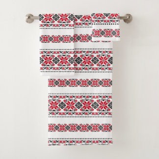 Rumänisches traditionelles Motiv "The Stars" Badhandtuch Set