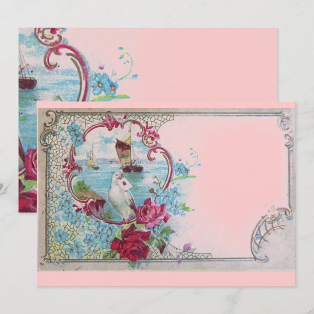 RUMÄNTICA Hochzeitsfeier mit Blumen Einladung (Vorne/Hinten)