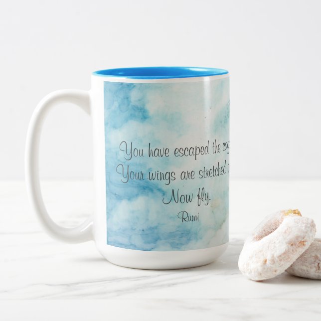 Rumi Artistic Snowy Owl Zwei-Tone-Kaffee-Tasse Zweifarbige Tasse (Mit Donut)
