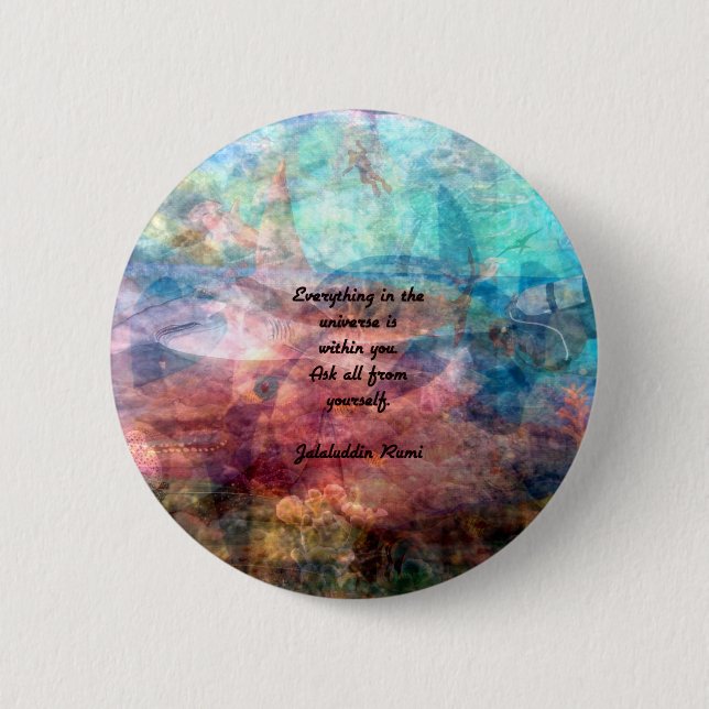 Rumi Aufschlussziffer über Energie und Universum Button (Vorderseite)