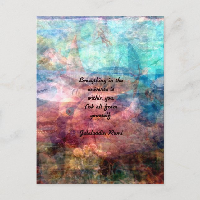Rumi Aufschlussziffer über Energie und Universum Postkarte (Vorderseite)