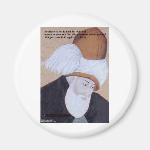 Rumi "Hindernisse der Liebe" Zitat auf Geschenk T- Magnet