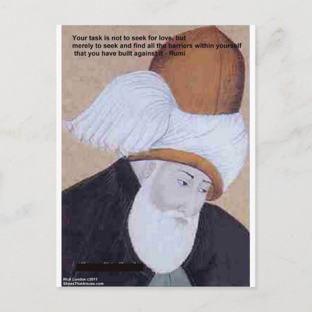 Rumi "Hindernisse für die Liebe" Zitat auf Geschen Postkarte (Vorderseite)