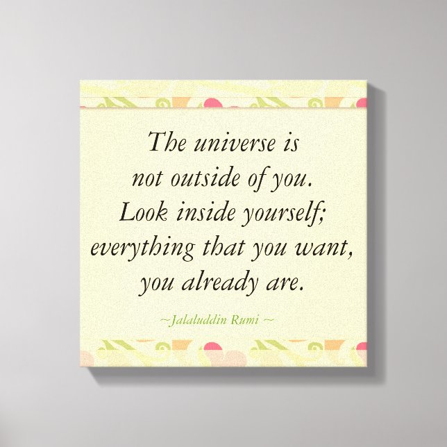 Rumi inspirierender Blick in Zitaten Leinwanddruck (Vorderseite)