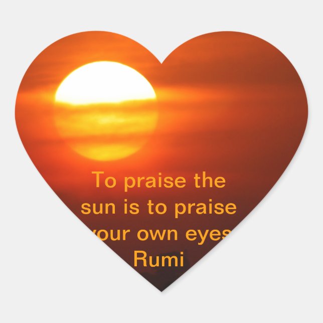 Rumi Lob für die Sonne Herz-Aufkleber (Vorderseite)