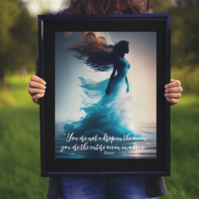 Rumi Ocean Quote Dreamscape Poster (framed 16x20 print with black mat)