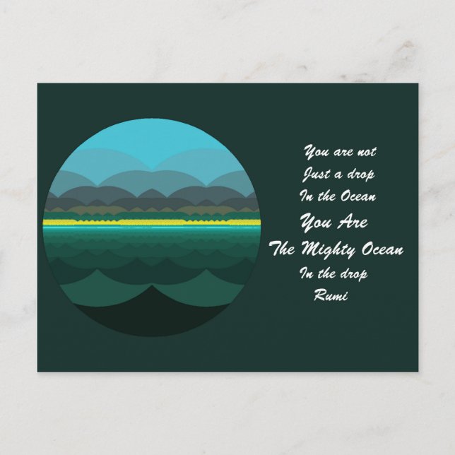 Rumi Quote Postcard. Ocean Mandala Design Postkarte (Vorderseite)