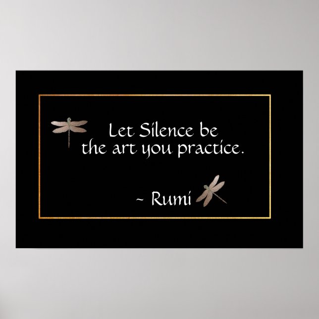 Rumi Silence Quote & Dragonfly Poster (Vorne)