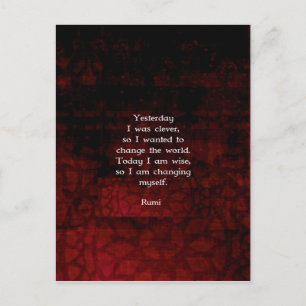 Rumi Wisdom Zitat über Veränderung und Cleverness Postkarte