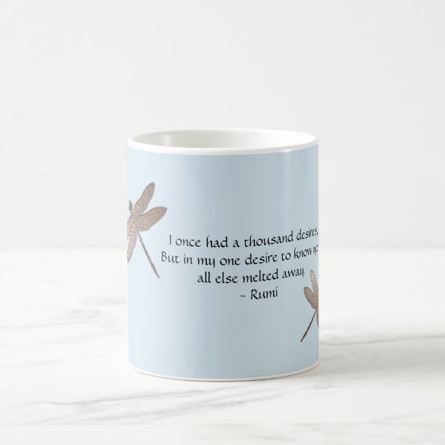 Rumi wünscht Zitat & Dragonfly Kaffeetasse (Mittel)