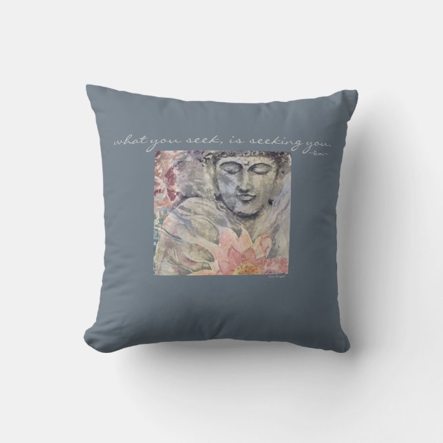 Rumi Zitat-Buddha-Aquarell-Kunst-Wurfs-Kissen Kissen (Vorderseite)