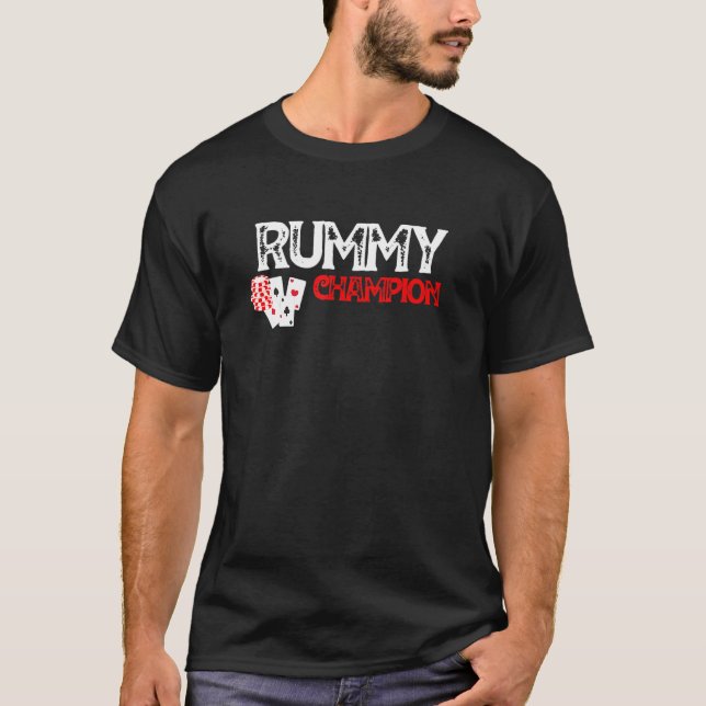 Rummy Champion Casino Games Card Grafikdesign T-Shirt (Vorderseite)