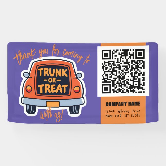Rumpf oder Leckerei Halloween QR Business Banner (Horizontal)
