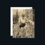 Run Fast The Denist is Coming Sepia Postkarte<br><div class="desc">A collage made and photographed by Angelandspot in the year 2026 with vintage images from a magazine from the 1980s era of a woman dental technician training and a marathon image combined into a surreal collage I called Run! The dentist is coming to show how people fear the dentist.</div>