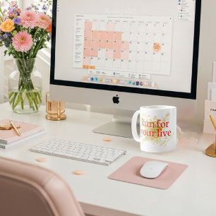 "Run for Your Life - Elegantes Motivierend Zitat w Kaffeetasse