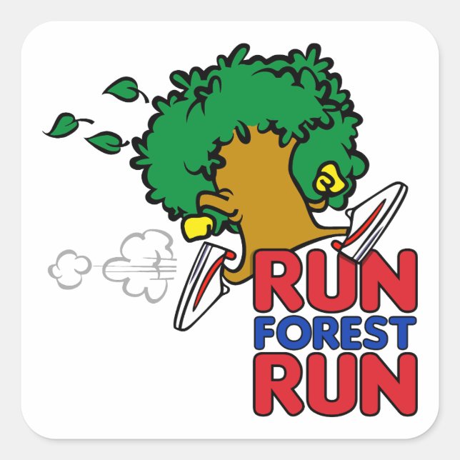 Run Forest Run Quadratischer Aufkleber (Vorderseite)