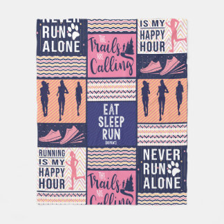 Run Girl Ess Sleep-Muster Runner Vater Mama Tour Fleecedecke