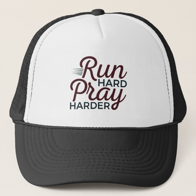 Run Hard Pray Harning Runner Christlich Truckerkappe (Vorderseite)