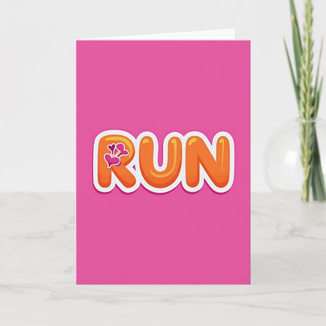 Run Hearts Pink Karte (Vorderseite)