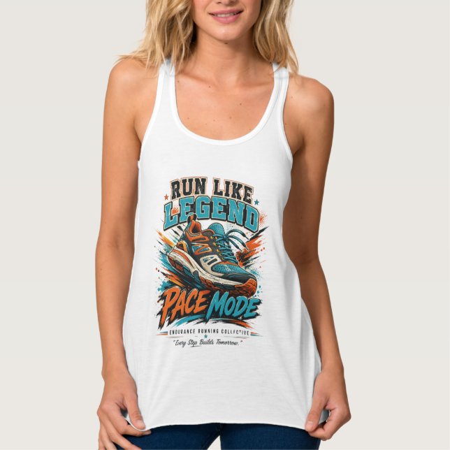 Run Like Legend Pace Mode Retro Laufschuh Kunst Tank Top (Vorderseite)