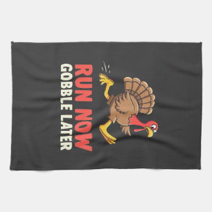 Run Now Gobble Spater Türkei Runner Marathon Geschirrtuch