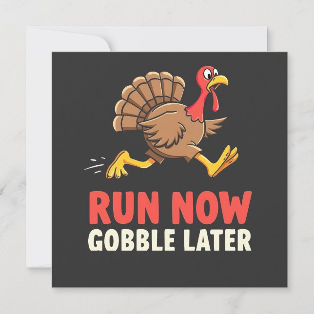 Run Now Gobble Spater Türkei Runner Marathon Save The Date (Vorderseite)