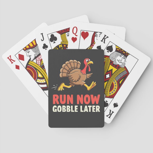 Run Now Gobble Spater Türkei Runner Marathon Spielkarten (Rückseite)