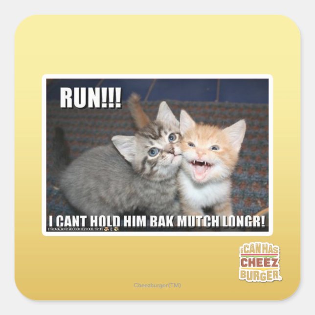 RUN!! QUADRATISCHER AUFKLEBER (Vorderseite)