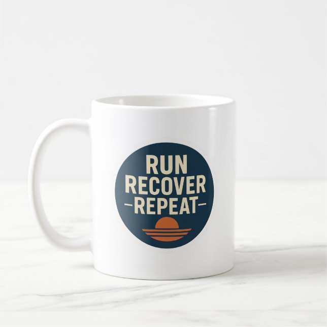 Run. Recover. Repeat. – Running Lifestyle Mug Kaffeetasse (Links)