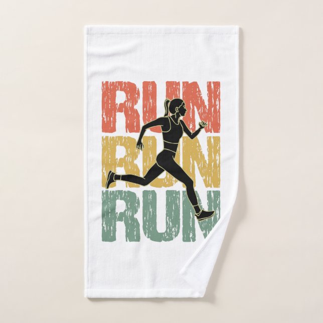 Run Run Run - Vintages Runner Girl Handtuch (Handtuch)